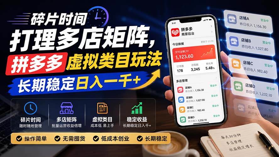 (20164期)碎片时间打理多店矩阵,拼多多虚拟类目玩法,长期稳定日入一千+-来友网创