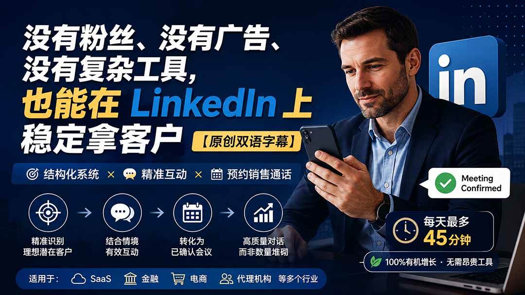 (20220期)没有粉丝、没有广告、没有复杂工具,也能在 LinkedIn 上稳定拿客户【原创双语字幕】-来友网创