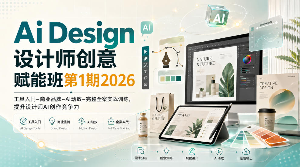 Ai Design设计师创意赋能班第1期2026|工具入门‑商业品牌‑AI动效‑完整全案实战训练,提升设计师AI创作竞争力-来友网创