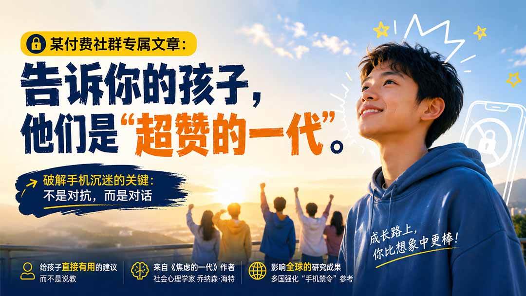 (20222期)某付费社群专属文章:告诉你的孩子,他们是“超赞的一代”。-来友网创