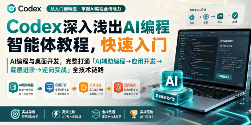 Codex深入浅出AI编程智能体教程,快速入门AI编程与桌面开发,打通「AI辅助编程→应用开发→底层进阶→逆向实战」全技术链路-来友网创