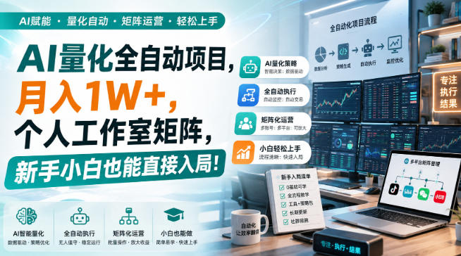 AI量化全自动项目,月入1W+,个人工作室矩阵,新手小白也能直接入局!【揭秘】-来友网创