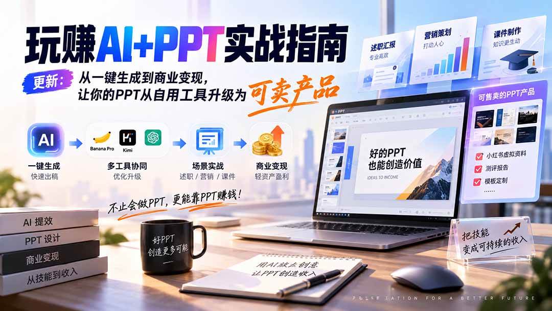 (20247期)玩赚AI+PPT实战指南-更新5月13:从一键生成到商业变现,让你的PPT从自用工具升级为可卖产品-来友网创