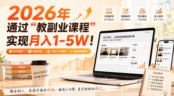 (20252期)2026年通过“教副业课程”实现月入1-5W!毫无保留的全部教给你-来友网创