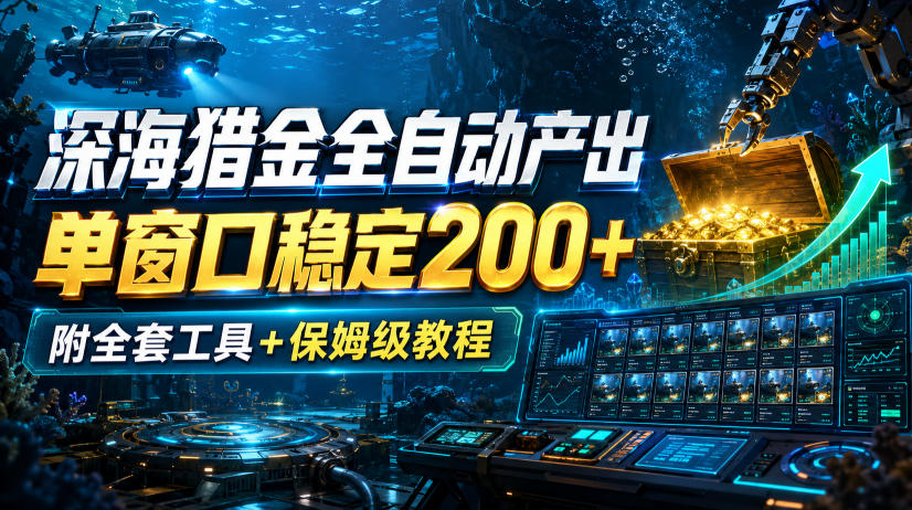 深海猎金全自动产出,单窗口稳定200+,附全套工具+保姆级教程【揭秘】-来友网创