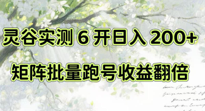 一台电脑就能做!灵谷实测6开日入200+,矩阵批量跑号收益翻倍【揭秘】-来友网创