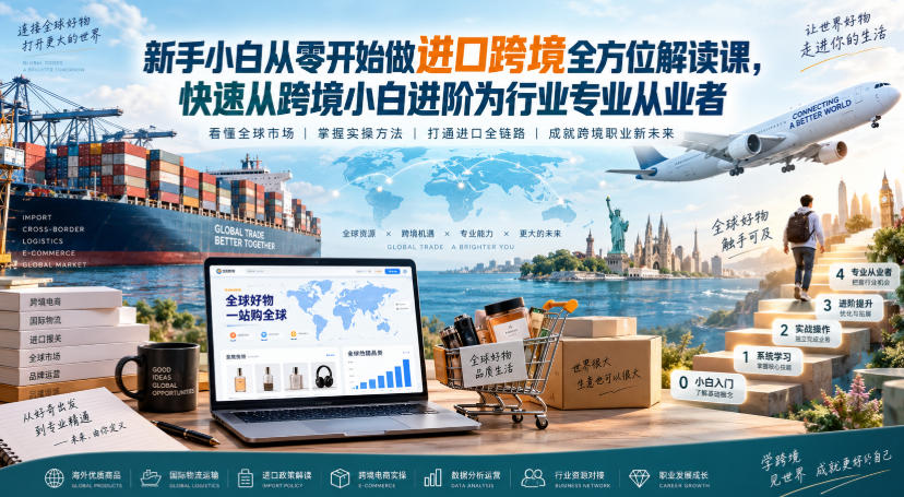 新手小白从零开始做进口跨境全方位解读课,快速从跨境小白进阶为行业专业从业者-来友网创