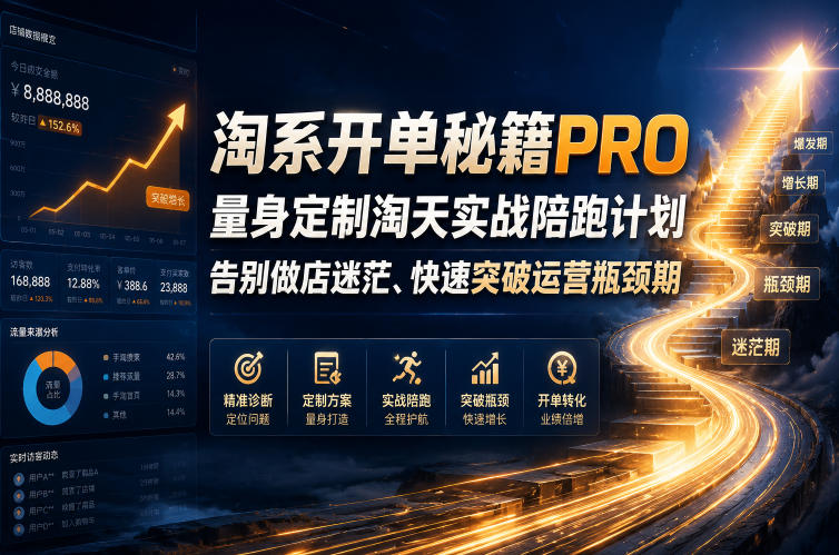 淘系开单秘籍PRO,量身定制淘天实战陪跑计划,告别做店迷茫、快速突破运营瓶颈期(更新260906)-来友网创