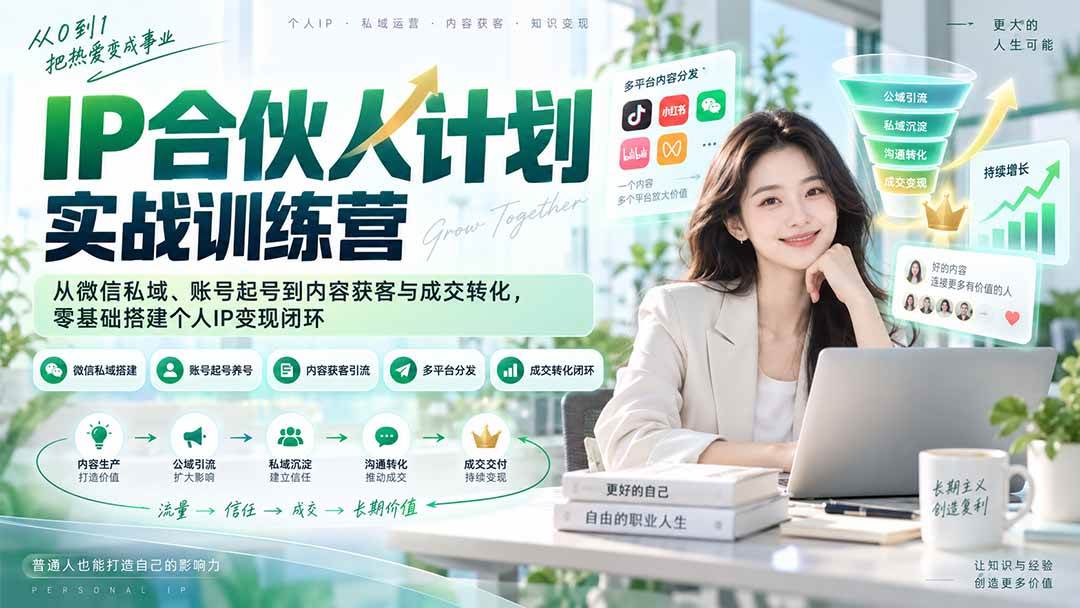 (20321期)IP合伙人计划实战训练营-更新:从微信私域、账号起号到内容获客与成交转化,零基础搭建个人IP变现闭环-来友网创