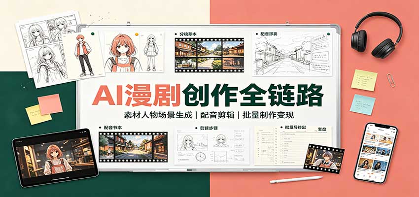 AI漫剧创作全链路:素材人物场景生成,配音剪辑,批量制作变现-来友网创