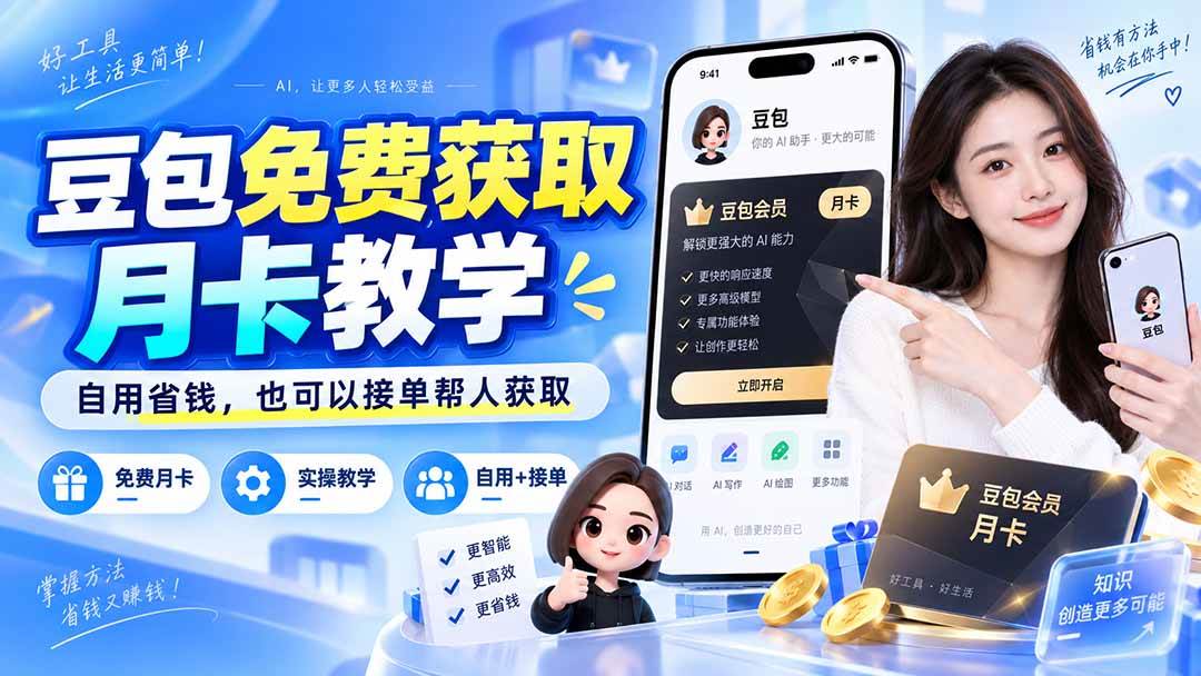 (20358期)豆包免费获取月卡教学,自用省钱,也可以接单帮人获取-来友网创