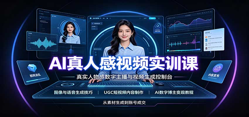 AI真人感视频实训课:图像语音生成,UGC内容制作,AI数字博主变现教程-来友网创