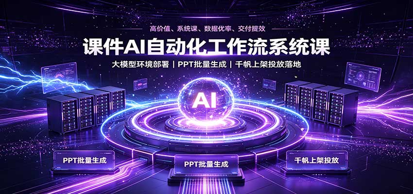 课件AI自动化工作流系统课:大模型环境部署,PPT批量生成,千帆上架投放落地-来友网创