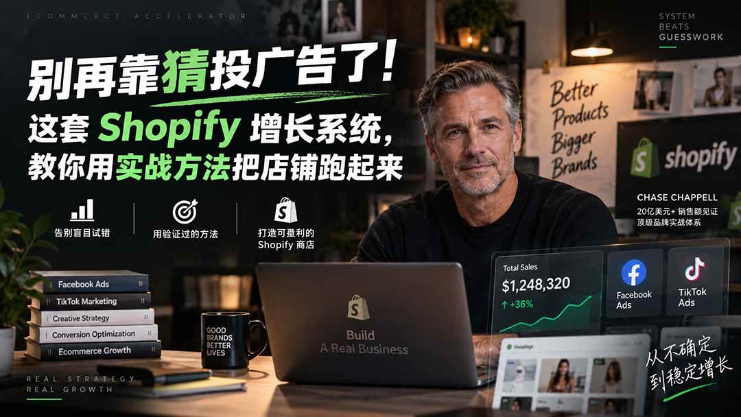(20367期)别再靠猜投广告了!这套 Shopify 增长系统,教你用实战方法把店铺跑起来【原创双语字幕】-来友网创