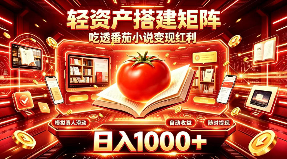 轻资产搭建矩阵,吃透番茄小说变现红利,日入1000+,支持无限矩阵放大【揭秘】-来友网创