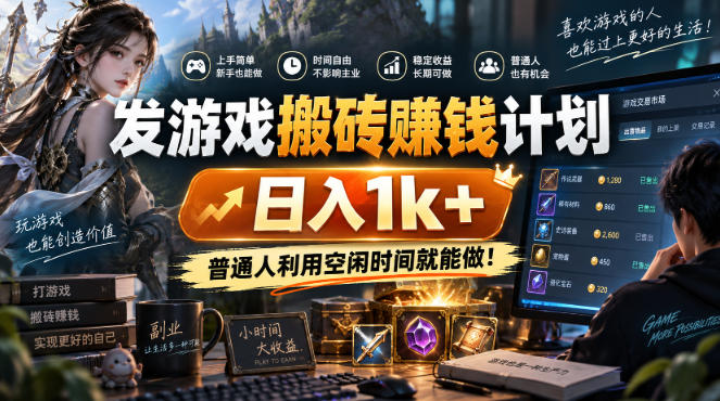 发游戏搬砖賺钱计划,日入1k+,普通人利用空闲时间就能做!【揭秘】-来友网创