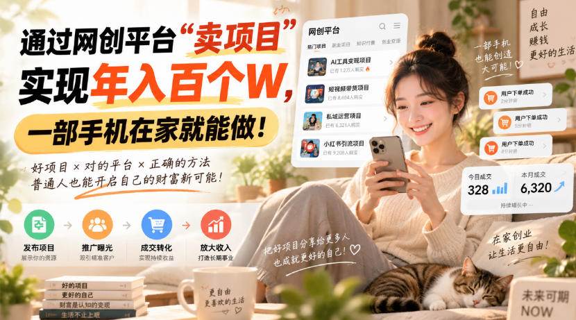 (20445期)通过网创平台“卖项目”实现年入百万,一部手机在家就能做!-来友网创