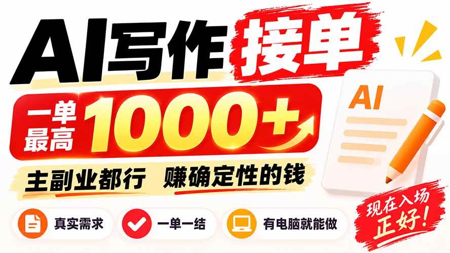 (20463期)AI写作接单,日稳定800+,附内部接单资源,0成本不囤货-来友网创