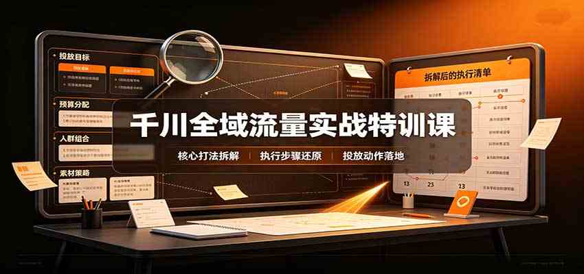 千川全域流量实战特训课:拆解全域投放实操核心打法-来友网创