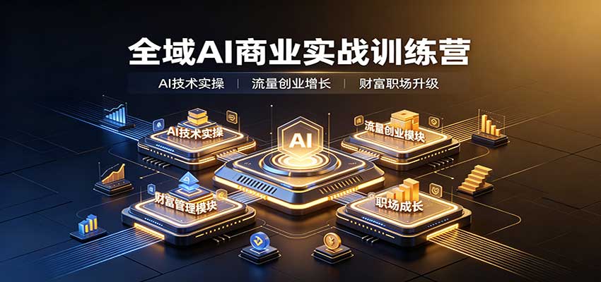 全域AI商业实战训练营:涵盖AI技术实操、流量创业、财富管理与职场成长全体系内容-来友网创