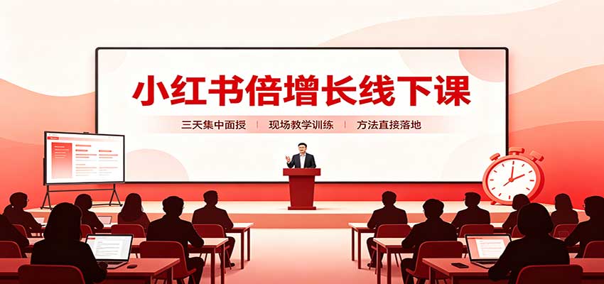 小红书倍增长线下课:三天集中面授,拆解选品、素材制作与起号全链路-来友网创