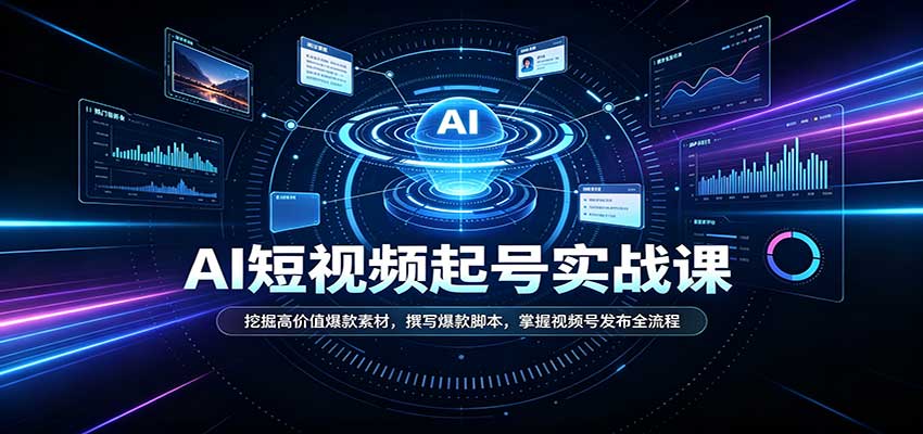 短视频AI起号实战课:挖掘高价值爆款素材,撰写爆款脚本,掌握视频号发布全流程-来友网创