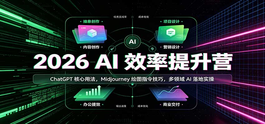 2026 AI效率提升营:ChatGPT核心用法,Midjourney绘图指令技巧,多领域AI落地实操-来友网创