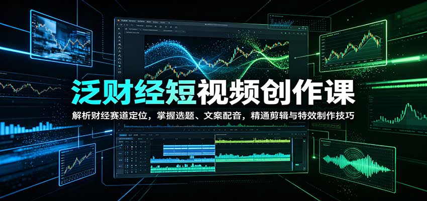 泛财经短视频创作课:解析财经赛道定位,掌握选题、文案配音,精通剪辑与特效制作技巧-来友网创