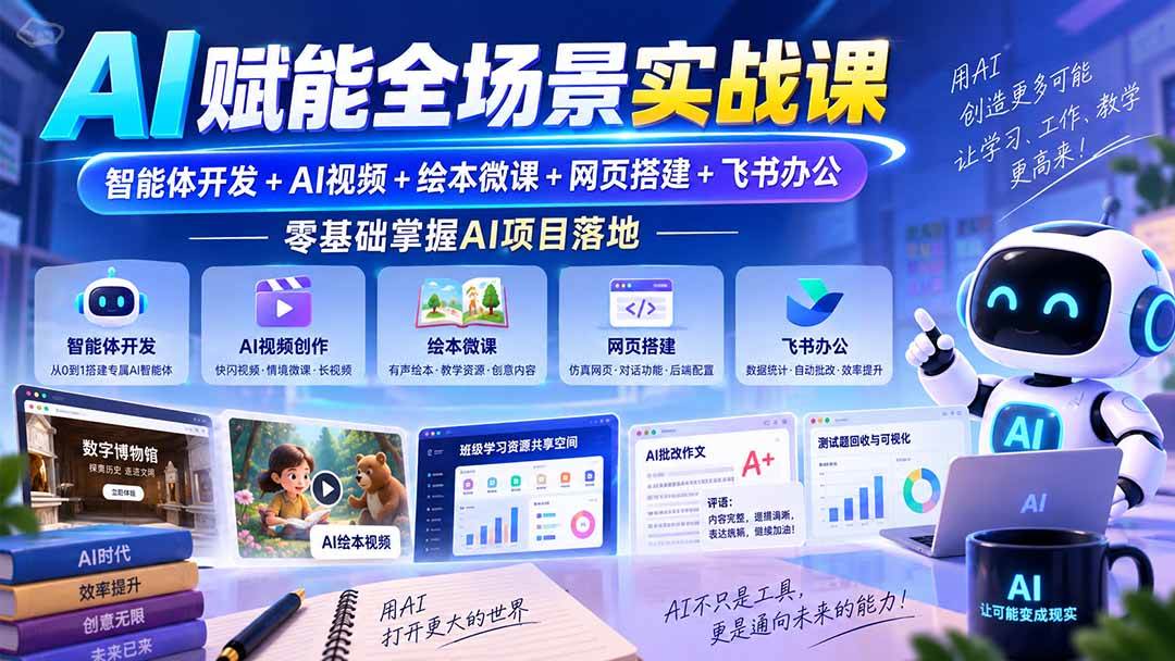 (20517期)AI赋能全场景实战课|智能体开发+AI视频+绘本微课+网页搭建+飞书办公,零基础掌握AI项目落地-来友网创