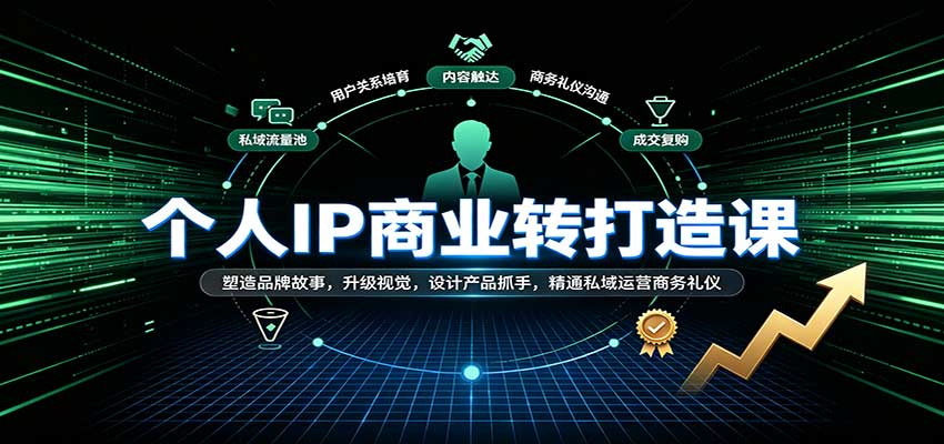 个人IP商业打造课:塑造品牌故事,升级视觉,设计产品抓手,精通私域运营商务礼仪-来友网创