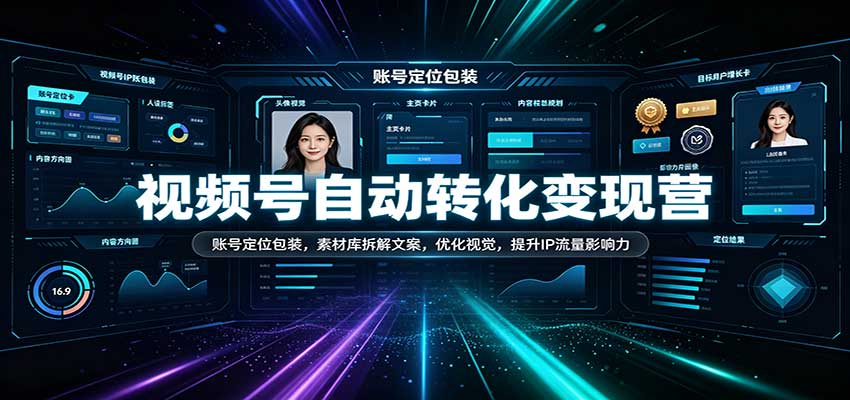 视频号自动转化变现营:账号定位包装,素材库拆解文案,优化视觉,提升IP流量影响力-来友网创