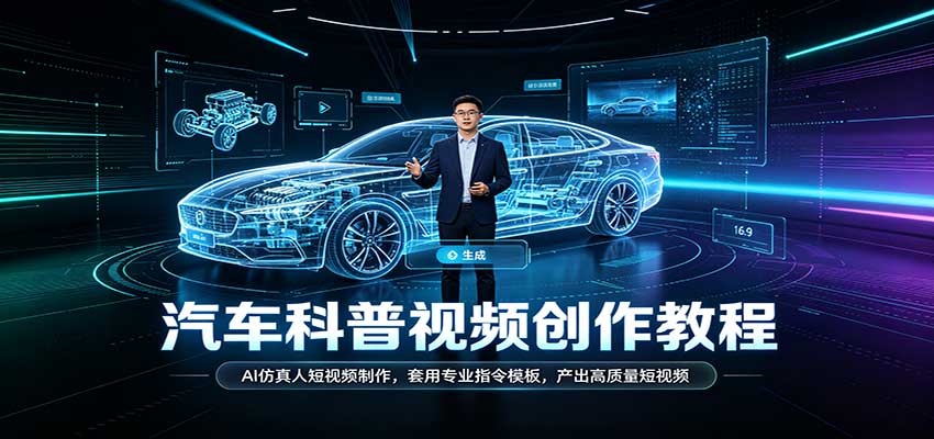 汽车科普视频创作教程:AI仿真人短视频制作,套用专业指令模板,产出高质量短视频-来友网创