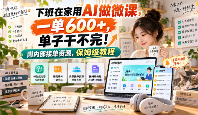 下班在家用AI做微课,一单600+,单子干不完!附内部接单资源,保姆级教程【揭秘】-来友网创