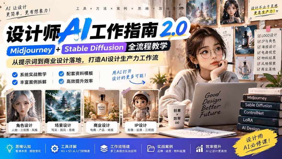 (20562期)《设计师AI工作指南 2.0》-无水印课:从思维落地,解锁 AI 设计生产力-来友网创