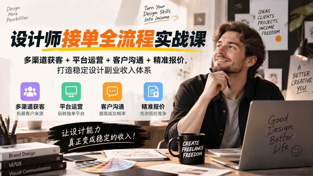 (20563期)设计师接单全流程实战课-无水印|多渠道获客+平台运营+客户沟通+精准报价,打造稳定设计副业收入体系-来友网创