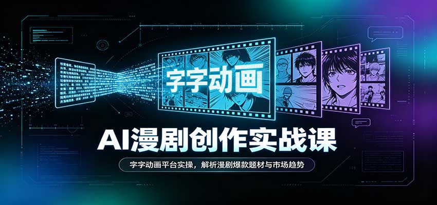 AI漫剧创作实战课:字字动画平台实操,解析漫剧爆款题材与市场趋势-来友网创