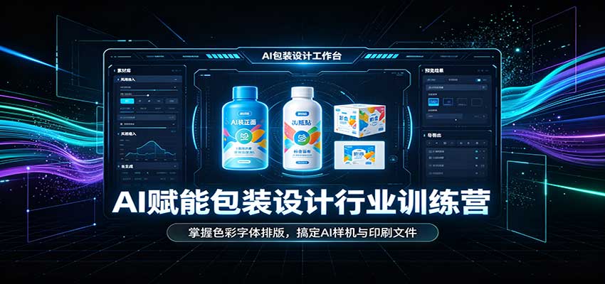 AI赋能包装设计行业训练营:掌握色彩字体排版,搞定AI样机与印刷文件-来友网创