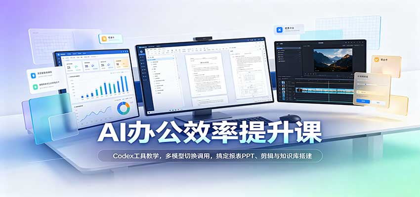 AI办公效率提升课:Codex工具教学,多模型切换调用,搞定报表PPT、剪辑与知识库搭建-来友网创