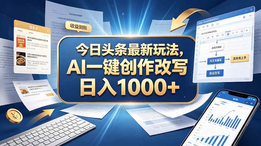 (20566期)今日头条最新玩法,AI 一键创作改写,简单易上手,轻松日入 1000 +-来友网创