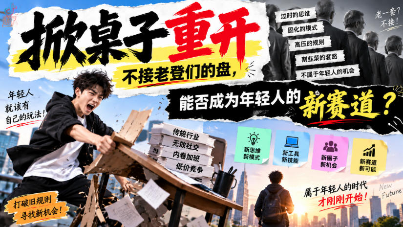 某公众号付费文章:掀桌子重开,不接老登们的盘,能否成为年轻人的新赛道?-来友网创