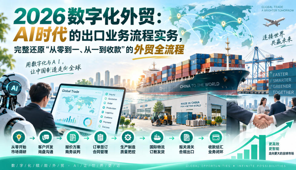 2026数字化外贸:AI时代的出口业务流程实务,完整还原”从零到一、从一到收款”的外贸全流程-来友网创