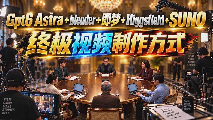 (20588期)GPT-6 Astra+Blender+即梦+Higgsfield+Suno=终极视频制作方式(无水印)-来友网创