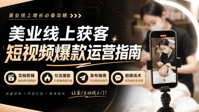 美业线上获客短视频爆款运营指南-无水印,实拍剪辑、引流爆款、发布指南、拍摄话术!-来友网创