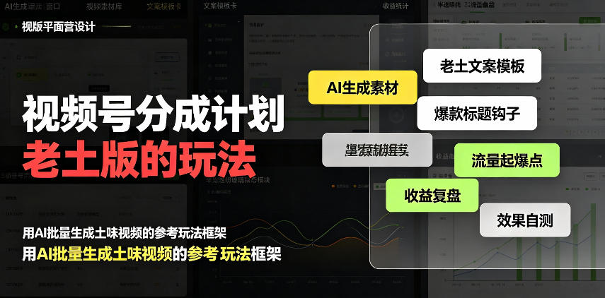 视频号分成计划老土版的玩法,流量爆炸,每天收益300+,纯靠AI生成,越土的玩法,越高级-来友网创