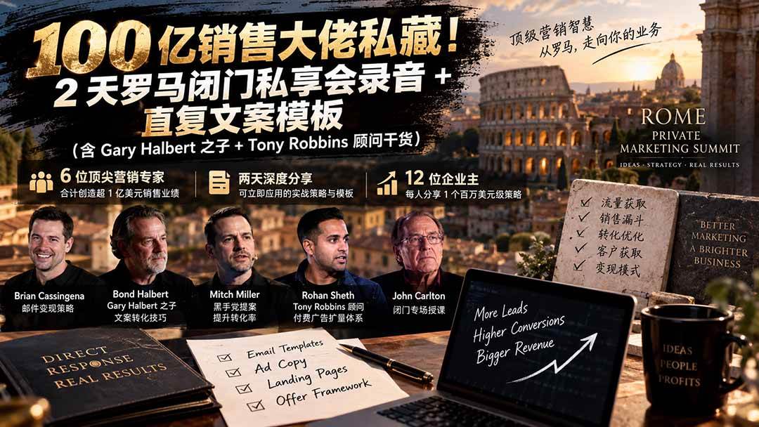 (20593期)100亿销售大佬私藏-无水印!2天罗马闭门私享会录音+直复文案模板【原创双语字幕】-来友网创