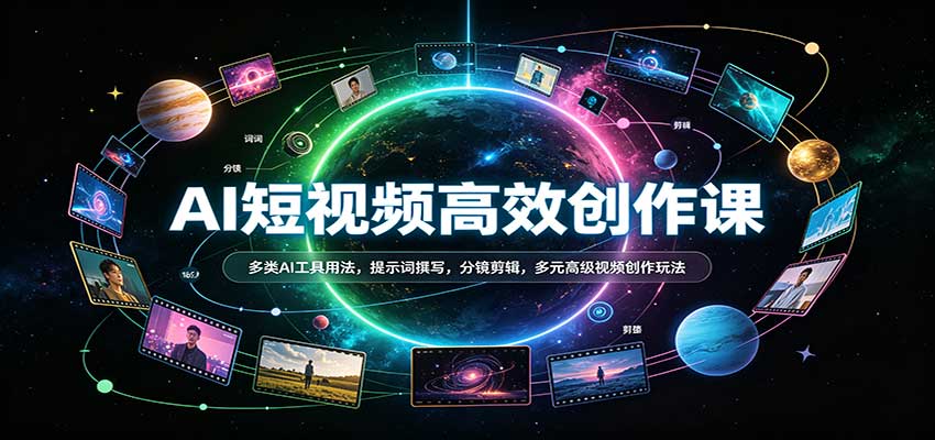 AI短视频高效创作课:多类AI工具用法,提示词撰写,分镜剪辑,多元高级视频创作玩法-来友网创