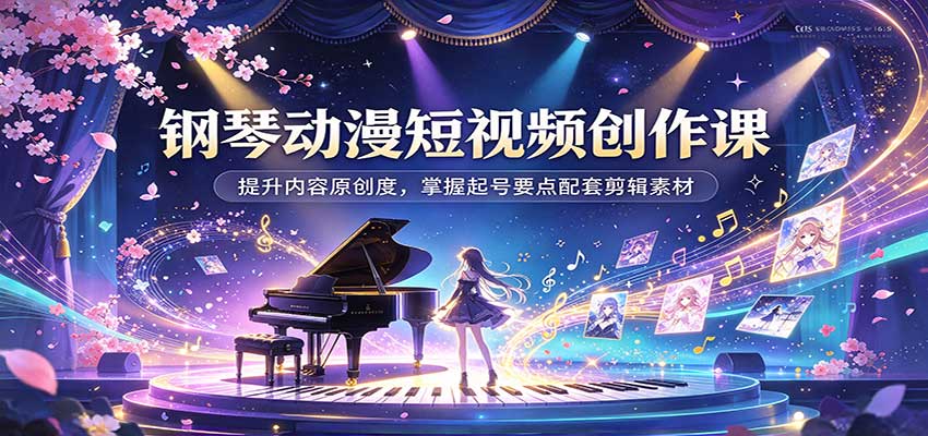 钢琴动漫短视频创作课:提升内容原创度,掌握起号要点配套剪辑素材-来友网创