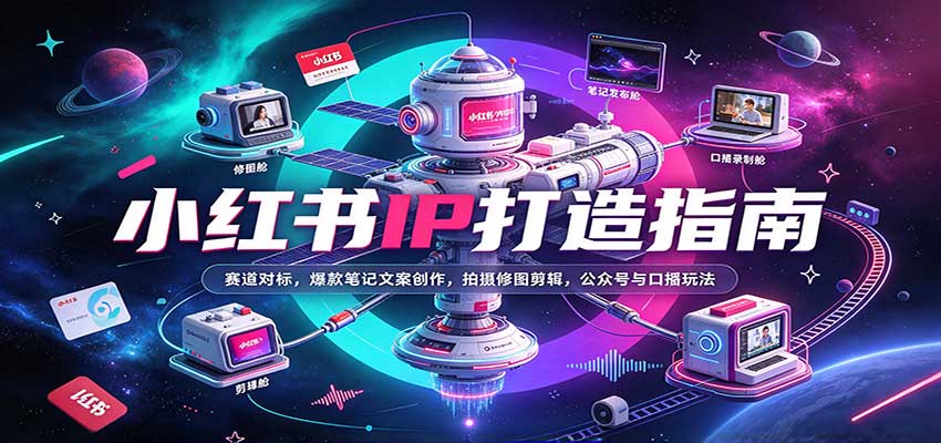 小红书IP打造指南:赛道对标,爆款笔记文案创作,拍摄修图剪辑,公众号与口播玩法-来友网创