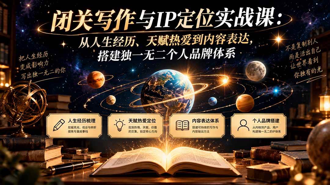 (20634期)闭关写作与IP定位实战课:从人生经历、天赋热爱到内容表达,搭建独一无二个人品牌体系-来友网创