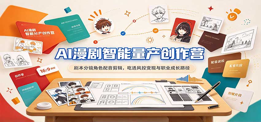 AI漫剧智能量产创作营:剧本分镜角色配音剪辑,吃透风控变现与职业成长路径-来友网创